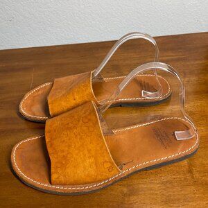 Apokourastos Rodos Womens Brown Leather Slip On Xand Made Slide Sandal Size 3